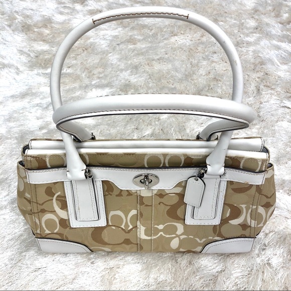 Cream and Tan Coach Satchel Bag - Picture 2 of 7